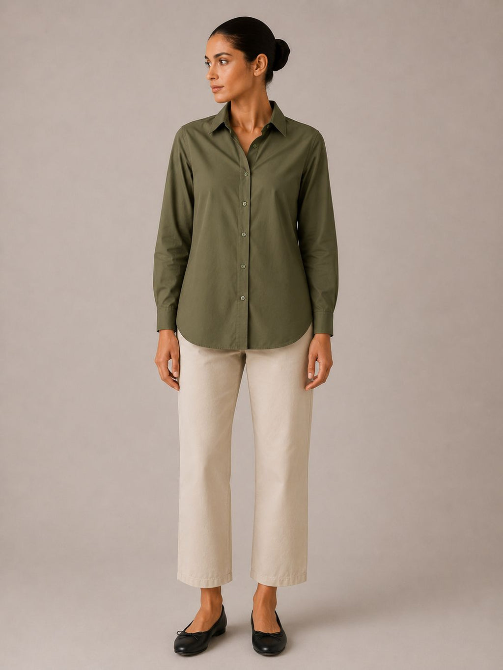 Classic Button-Up Shirt — Olive