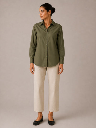 Classic Button-Up Shirt — Olive