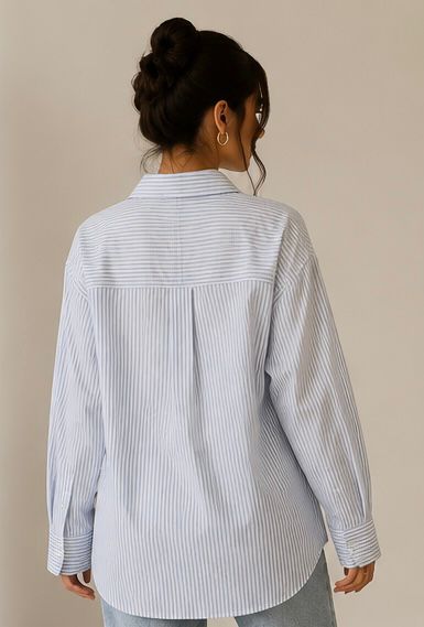 Oversized Striped Shirt — Blue & White