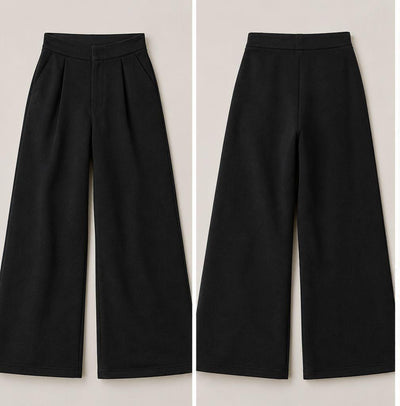 Wide-Leg Tailored Pants — Black