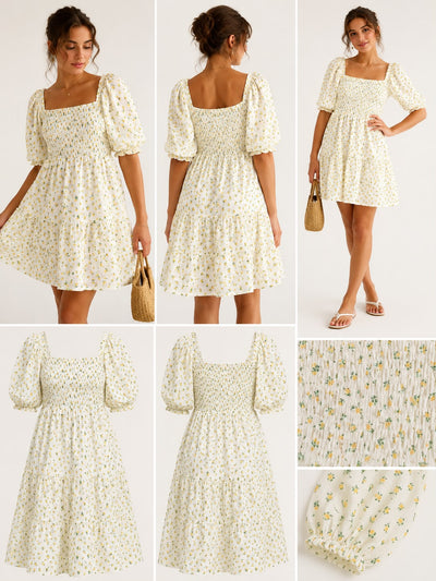 White Floral Mini Dress